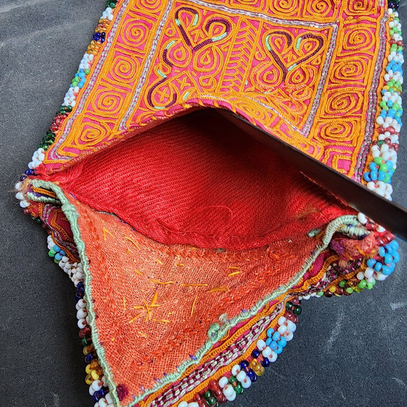 Kuchi Embroidered Pouch Wallet Central Asian Handmade Multi-Color Beads - Picture 7 of 11